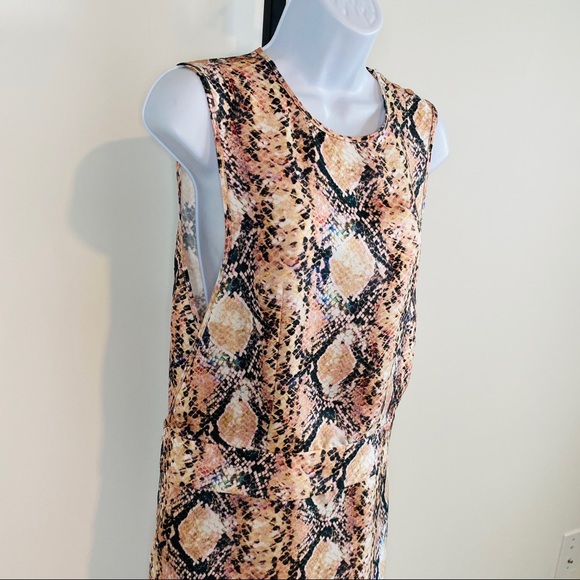 Pink Pure Silk Multicolor Snake Print Wrap Dress H&M Exclusive Studio SS 2015 - Picture 13 of 16